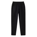 Front view detail of black men's straight casual sports trousers with drawstring waist - S / Bottoms / Black
