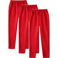 Premium men's solid red fleece-lined sweatpants with adjustable drawstring waist and straight fit - S / Bottoms / 3-Pack / Red