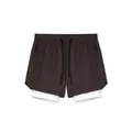 Schnelltrocknende 2-in-1-Sportshorts für Herren in Dunkelbraun mit weißem Innenfutter - 3XL / Unterteile / Kaffeebraun