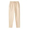 Men's casual beige drawstring sweatpants made of soft cotton with straight-leg fit - Apricot