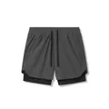 Professionelle Herren Sportshorts in Dunkelgrau zweilagig für Laufen und Gym Fitnesstraining - Dunkelgrau