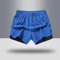 Men's blue 2-in-1 quick-dry running shorts with black inner liner for fitness and training - S / Bottoms / Blue