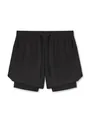 Short de sport double couche pour hommes séchage rapide pour la course et le fitness - Noir