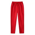 Men's casual red sports straight-leg sweatpants with adjustable drawstring waist - Red