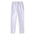 Men's white straight-leg drawstring sweatpants with soft fleece lining for casual wear. - White