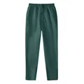 Men's dark green fleece-lined straight joggers with comfortable drawstring elastic waist - Dark Green