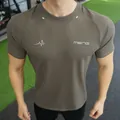 T-shirt de sport slim pour hommes en vert olive pour le fitness et l'entraînement - 3XL / Hauts / Vert Armée Gaufré