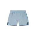 Front view of light blue men's athletic shorts featuring a split hem and comfortable elastic waist - S / Bottoms / Light Blue