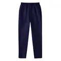 Casual men's straight-leg fleece-lined sports sweatpants in dark navy blue color. - Navy Blue