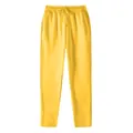 Premium men's casual yellow cotton fleece sweatpants featuring straight leg and drawstring waist - Yellow