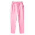 Men's casual pink sports sweatpants with elastic drawstring waist and straight fit design - Pink