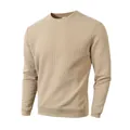 Schmal geschnittenes Herren-Sweatshirt mit Rundhalsausschnitt und Karomuster in Hellbraun - S / Oberteile / Khaki