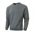 Men's grey crew neck sweatshirt with a square quilted texture for casual daily wear. - Dark Gray