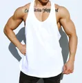 Premium breathable white cotton fitness tank top for men featuring a relaxed fit - M / Tops / Plain White