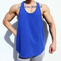 Men's breathable cotton bodybuilding tank top in vibrant blue for gym workout pro. - M / Tops / Blue