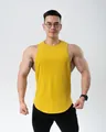 Yellow cotton sports tank top for men, slim fit breathable gym training sleeveless shirt - Yellow