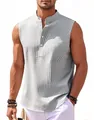 Vue détaillée d'une chemise sans manches pour hommes avec col officier - Gris clair