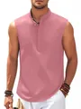 Chemise sans manches rose élégante pour homme avec un col officier pour l'été - Rose