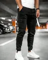 Men's slim fit black cargo jogger pants featuring multi-pockets and elastic cuffs - S / Bottoms / Black