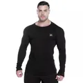 Men's athletic long sleeve compression shirt for fitness and bodybuilding training. - Black Small Logo