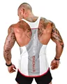 Back view of professional men's bodybuilding stringer tank top with Strong Lift Wear logo - M / Tops / White