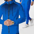 Herren Trainingsanzug in Königsblau mit Kapuze und modernem schwarzen geometrischem Print - Blau