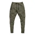 Men's premium olive green multi-pocket slim fit cargo joggers with ankle zippers - M / Bottoms / Army Green