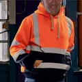 Détail du sweat de sécurité orange et noir haute visibilité avec bandes réfléchissantes - S / Hauts / Rouge Orangé