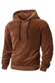 Herren brauner Korallenvlies-Kapuzenpullover mit verstellbarem schwarzem Kordelzug - S / Oberteile / Camel