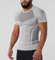 Men's light grey compression gym t-shirt with athletic fit and muscle definition. - S / Tops / Plain Silver