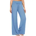 Comodi pantaloni lounge azzurri a vita alta e gamba larga con coulisse regolabile - Azzurro