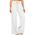 Comodi pantaloni a gamba larga a vita alta per donna con coulisse regolabile bianco - Taglia S / Pantaloni e gonne / Bianco