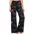 Pantaloni fitness a gamba larga e vita alta con stampa galassia e coulisse in vita - Cielo Stellato Blu Viola