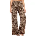 Dettaglio ravvicinato dei pantaloni leopardati a vita alta con coulisse regolabile. - Stampa leopardata