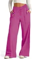 Detailansicht einer leuchtend pinken Weithose mit Kordelzug und Ziernaht für Damen - Fuchsia