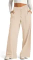 Vollansicht der Damen-Jogginghose mit hoher Taille und weitem Bein in Apricot - Aprikose