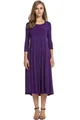 Élégante robe midi violette à manches longues avec plissé et ourlet évasé fluide. - S / Haut Et Bas / Violet