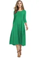Robe longue verte élégante à manches longues avec une jupe évasée flatteuse pour femme - Vert