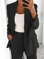 Slim fit women's black blazer with lapel collar for office and professional wear - S / Tops / Black