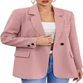 Detalle de una chaqueta americana rosa entallada para mujer con solapa clásica chic - S / Rosa