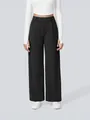 High-waisted women's wide-leg black dress pants with pockets for casual work wear - S / Bottoms / Black
