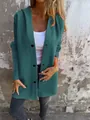 Veste à capuche décontractée bleu sarcelle avec boutonnage simple pour automne et hiver - Vert malachite