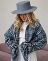 Chemise à carreaux bleu et gris surdimensionnée à manches longues et col à revers - S / Hauts / Bleu clair