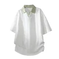 Herren Lyocell T-Shirt in Weiß mit lockerem Schnitt und kontrastierendem Polokragen - M / Oberteile / Weiß