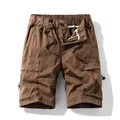 Men's loose pure cotton cargo shorts in brown with multi-pocket design for summer - 3XL / Bottoms / Coffee