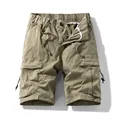 Classic men's loose fit khaki cotton cargo shorts with drawstring waist and pockets - 3XL / Bottoms / Camel