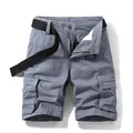 Short cargo décontracté gris pour homme avec poches multiples et ceinture noire. - 28 / Bas / Gris