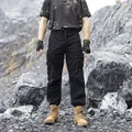Men's black techwear cargo pants with multi-pockets and drawstring waist in tactical style - 28 / Bottoms / Black