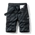 Men's American high-street cargo shorts with a bold black and grey zigzag stripe pattern - 30 / Bottoms / Black