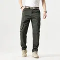 Vintage mountain style outdoor multi-pocket cargo pants in dark green for men's fashion - 30 / Bottoms / Army Green